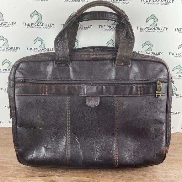 Classic Samsonite Leather Top loader Briefcase Dark Brown Business‎ Work Travel